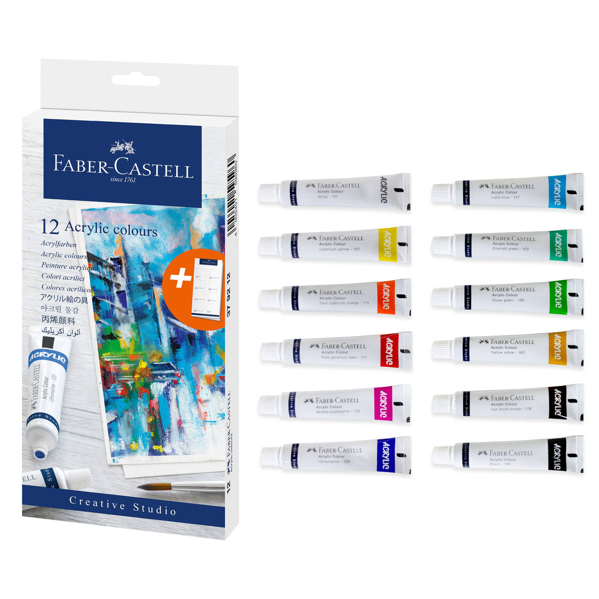 Vibrant Acrylic Paints, Set of 12 Tubes