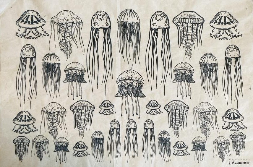 Jellyfish - Underglaze Transfer Sheet